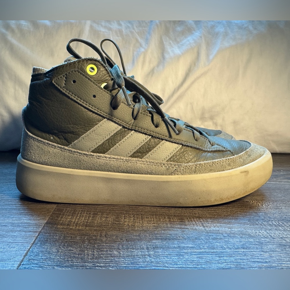 Adidas Dark Green High-Top Sneakers with Platform Sole